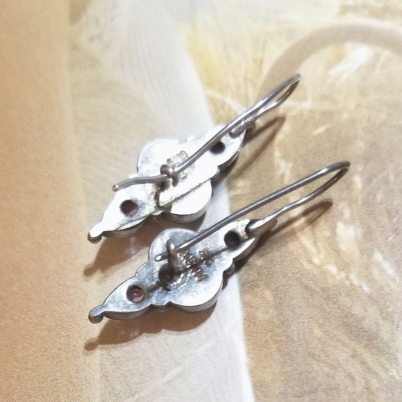 VTG designer signed Monsoon Opal Amethyst Sterling Silver Earrings - Picture 4 of 6